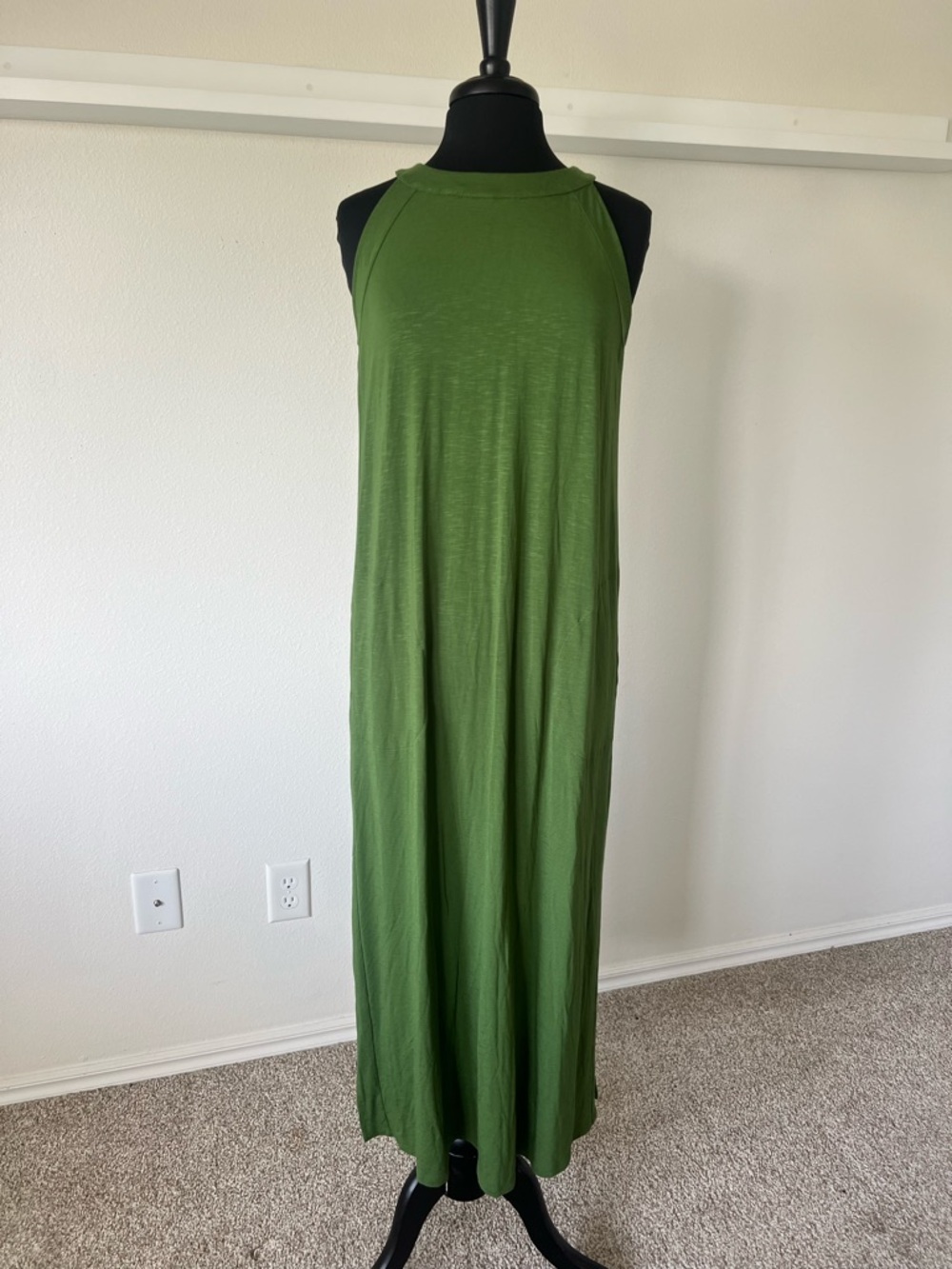J. Jill Sleeveless Maxi Halter Dress Olive Green New with Tags